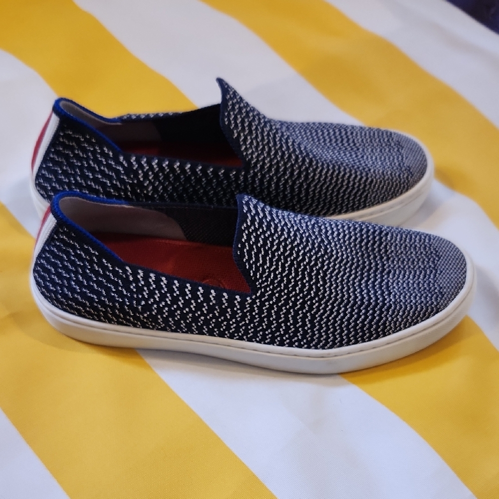 Rothy's Blue and White Slip-On Loafers
